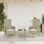 Set mobilier de grădină cu perne, 3 piese, bej, poliratan GartenMobel Dekor