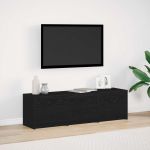 Cabinet TV cu led Stejar Negru 140 x 34 x 40 cm Lemn compozit GartenMobel Dekor