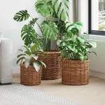 Coș de plantat cu depozitare 3 pcs Maro Ratan Kubu GartenMobel Dekor