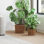 Coș pentru plante cu depozitare 2 pcs Maro Ratan Kubu GartenMobel Dekor