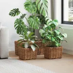Coș pentru plante cu depozitare 3 pcs Maro Ratan Kubu GartenMobel Dekor