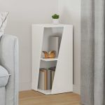 Raft lateral Alb lucios 33 x 32 x 70,5 cm Lemn compozit GartenMobel Dekor