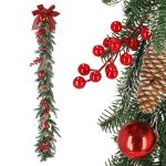 Ghirlanda artificiala decorativa de Craciun, aspect inzapezit, 150 cm, ace 3D, verde Household NewTrend