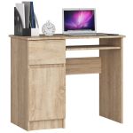 Birou computer PIKSEL, cu sertar, dulap si raft pentru tastatura, stanga, 90x50x77 cm, stejar sonoma Household NewTrend