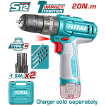 TOTAL - MASINA DE GAURIT CU PERCUTIE - 12V -1.5Ah (NU INCLUDE INCARCATOR) PowerTool TopQuality