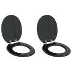 Capacul de toaletă 2 pcs Negru 44 x 38 cm Placă MDF GartenMobel Dekor