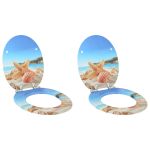 Capacul de toaletă 2 pcs Scoica Mării 44 x 38 cm Placă MDF GartenMobel Dekor