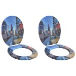 Capacul de toaletă 2 pcs Gri 44 x 38 cm Placă MDF GartenMobel Dekor