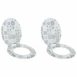 Capacul de toaletă 2 pcs Porțelan Alb și Albastru 44 x 38 cm GartenMobel Dekor