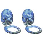 Capacul de toaletă 2 pcs albastru 44 x 38 cm Placă MDF GartenMobel Dekor