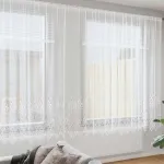 Cortină din Dantelă cu perdele Floral Alb 240x900cm Poliester GartenMobel Dekor