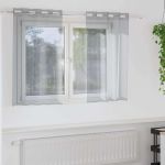 Cortină din Voile 2 pcs Gri închis 140 x 140 cm Poliester GartenMobel Dekor