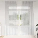 Cortină din Voile 2 pcs Gri deschis 260 x 140 cm Poliester GartenMobel Dekor