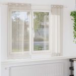 Cortină din Voile 2 pcs Nisipiu 175 x 140 cm Poliester GartenMobel Dekor