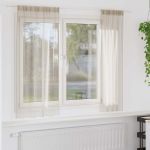 Cortină din Voile 2 pcs Nisipiu 175 x 140 cm Poliester GartenMobel Dekor