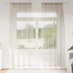 Cortină din Voile 2 pcs Nisipiu 225 x 140 cm Poliester GartenMobel Dekor