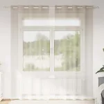 Cortină din Voile 2 pcs Nisipiu 245 x 140 cm Poliester GartenMobel Dekor