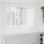 Cortină din Voile cu perdele 2 pcs Alb 140 x 140 cm Poliester GartenMobel Dekor