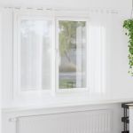 Cortină din Voile cu perdele 2 pcs Alb 175 x 140 cm Poliester GartenMobel Dekor