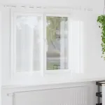 Cortină din Voile cu perdele 2 pcs Alb 175 x 140 cm Poliester GartenMobel Dekor