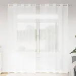 Cortină din Voile cu perdele 2 pcs Alb 225 x 140 cm Poliester GartenMobel Dekor