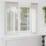 Cortină din Voile cu perdele 2 pcs Crem 175 x 140 cm Poliester GartenMobel Dekor