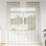 Cortină din Voile cu perdele 2 pcs Crem 225 x 140 cm Poliester GartenMobel Dekor