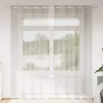 Cortină din Voile cu perdele 2 pcs Crem 245 x 140 cm Poliester GartenMobel Dekor
