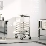 Cărucior cu tăvi cu 6 containere GN 39x55x87 cm oțel inoxidabil GartenMobel Dekor