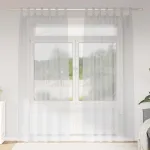 Cortină din Voile 2 pcs Gri deschis 225 x 140 cm Poliester GartenMobel Dekor