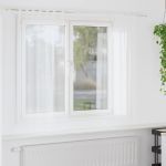 Cortină din Voile cu perdele 2 pcs Alb 175 x 140 cm Poliester GartenMobel Dekor