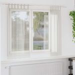 Cortină din Voile cu perdele 2 pcs Crem 175 x 140 cm Poliester GartenMobel Dekor