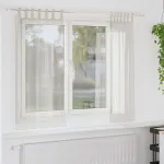 Cortină din Voile cu perdele 2 pcs Crem 175 x 140 cm Poliester GartenMobel Dekor