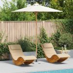 Parasol de Grădină Alb crem Ø 270 x 260 cm Bambus GartenMobel Dekor
