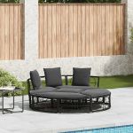 Pat de lounge pentru exterior fără baldachin Poly Rattan negru GartenMobel Dekor