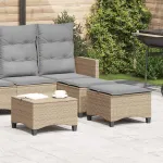 Scaune de grădină cu perne 2 buc Bej 55x55x36 cm Poly Ratan GartenMobel Dekor