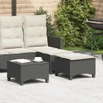 Scaune de grădină cu perne 2 buc Negru 55x55x36 cm Poly Ratan GartenMobel Dekor