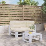 Perne de paleți, 3 buc., crem, material textil GartenMobel Dekor