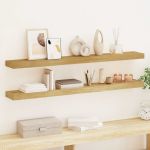 Rafturi de perete, 2 buc., 110x15x4 cm, lemn masiv de tec GartenMobel Dekor