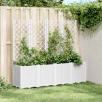 Jardinieră de grădină cu spalier, alb, 160x40x140 cm PP GartenMobel Dekor