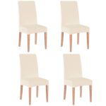 Set 4 huse universale pentru scaun, marime universala, poliester si spandex, 45 x 60 cm, bej Household NewTrend