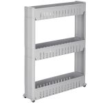 Sistem rafturi de depozitare cu roti pentru bucatarie sau baie cu 3 polite, 54x13x70cm, gri Household NewTrend