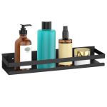 Raft de baie cu 2 sisteme instalare pe perete, aluminiu, 40x10x6cm, negru Household NewTrend