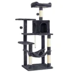 FEANDREA Ansamblu de joaca pentru pisici, tip copac, cu culcus, hamac si ascunzatoare, 55x45x143cm, gri inchis Household NewTrend