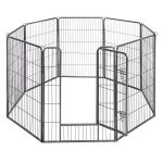 FEANDREA Tarc din panouri de fier pentru caini de talie foarte mare, cu usa de acces, 157x157x100cm, gri Household NewTrend