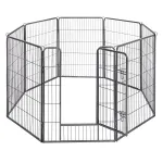 FEANDREA Tarc din panouri de fier pentru caini de talie foarte mare, cu usa de acces, 157x157x100cm, gri Household NewTrend