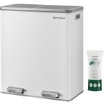 SONGMICS Cos gunoi dublu 59x32x65 cm, 2x30L, cu pedale si galeata detasabila, alb Household NewTrend