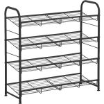 SONGMICS Pantofar cu 4 rafturi de depozitare, din metal, polite cu unghi reglabil, 28x69x65cm, negru Household NewTrend