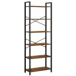 VASAGLE Biblioteca cu cadru otel si 6 polite, stil industrial, 66x30x186cm, maro rustic si negru Household NewTrend