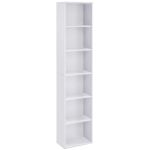 VASAGLE Biblioteca verticala 40x24x179 cm, 6 rafturi din care 4 reglabile, PAL alb mat Household NewTrend